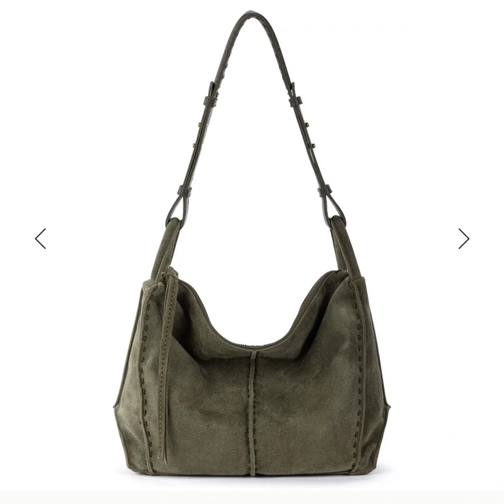 Los Feliz Hobo in Moss Suede - Picture 4 of 5